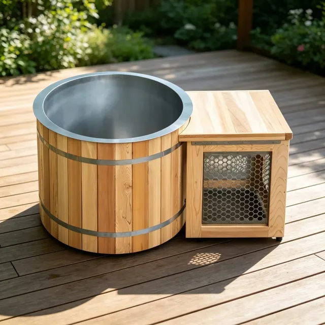 Bain froid Levi ovale 135 × 130 cm, cuve inox et groupe froid