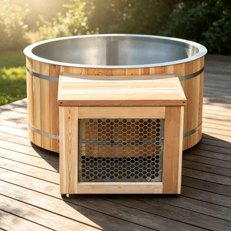 Bain froid Levi ovale 135 × 130 cm, cuve inox et groupe froid, vue 10 sur 10
