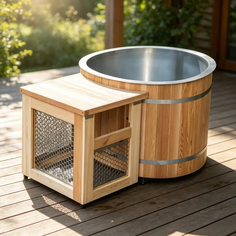 Bain froid Levi ovale 135 × 130 cm, cuve inox et groupe froid, vue 9 sur 10